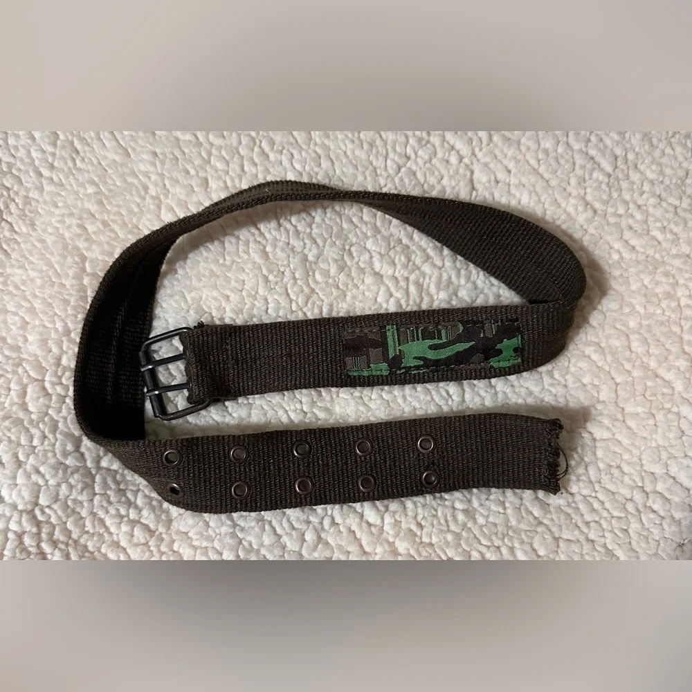Boy’s Olive Green and Brown Canvas Camo Military Style Belt